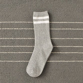 Wo-Striped Preppy Mid-Length Socks_Cwms0995