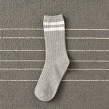 Wo-Striped Preppy Mid-Length Socks_Cwms0995