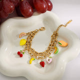 DELICATE 18K GOLD DOUBLE CROSS CHAIN BRACELET_CWAJE4748