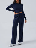 Temperament Round Neck Top Wide Leg Pant Suit