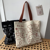 CANVAS TOTE BAGS WITH ADORABLE ANIMAL PRINT_CWAB2046