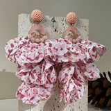 HANDMADE FLORAL TASSEL EARRINGS LONG BOLD DESIGN_CWMM6276