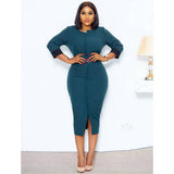 CONTRAST COLOR BUTTONED SLIT OVERSIZED DRESS_CWDMD3719