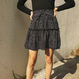 HIGH WAIST CHIFFON LONG SKIRT POLKA DOT SKIRT_CWBSS0412