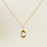 18K GOLD INGOT SET WITH PEARL PENDANT NECKLACE_CWAJE0693