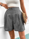 Solid Colored Shorts With Loose Casual Buttons