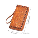 LEATHER CARVED EMBOSSED BOHEMIAN CLUTCH WALLET_CWAB2592