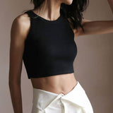 SHORT BASE RIBBED CAMISOLE HIGH NECK TANKS_CWTTK0798