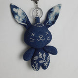 HANDMADE INDIGO BUNNY PLUSH CHARM DOLL TOY_CWMM5994