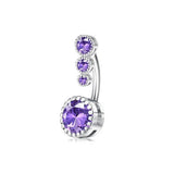 3 GEM CZ BELLY RING SURGICAL STEEL PIERCING_CWMM9174