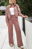 Stylish Casual Solid Color Jacket And Pants Suit