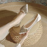 Women Fashion Diamond Mesh Crystal Flat Shoes