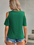 Solid-Color Round-Neck Hollowed-Out Knotted Top