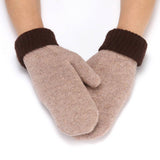 Women'S Two-Tone Rabbit Fur Mitten Knitted Gloves_Cwag0259