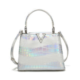 High-End Contrast Color Crocodile Pattern Tote Bag_Cwab3620