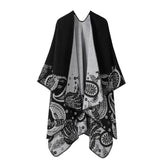CASHEW FLOWER SHAWL SLIT CAPE DOUBLE SIDED SCARF_CWASC2222