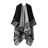 CASHEW FLOWER SHAWL SLIT CAPE DOUBLE SIDED SCARF_CWASC2222