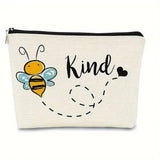 BEE FESTIVAL LINEN REVERSIBLE PRINT COSMETIC BAG_CWAB2249