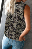 V-Neck Eyelash Lace Sleeveless Print Top