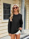 Solid Color Crew Neck Loose Long-Sleeved T-Shirt