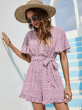 Temperament Deep V Lace-Up Waistline Romper