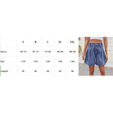 Washed Loose Irregularly Pleated Denim Shorts