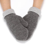 Women'S Two-Tone Rabbit Fur Mitten Knitted Gloves_Cwag0259