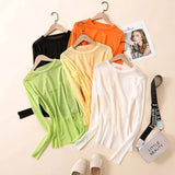 CANDY COLOR BLOUSE LONG SLEEVE MESH TOP_CWTBLL3620
