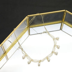 Womens Lace Tassel Natural Pearl Necklace