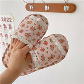 RETRO PASTORAL SMALL FLORAL LACE HOME SLIPPERS_CWMM2973