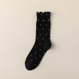 POLKA DOT PATTERN RUFFLE CREW SOCKS FOR WOMENS_CWMS1394