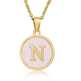 ROUND 18K GOLD STAINLESS STEEL 26LETTERS NECKLACE_CWAJE0683