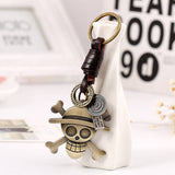 Vintage Braided Skull Leather Keychain_Cwmm4706