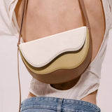 CURVED WAVE CONTRAST COLOR CROSSBODY SADDLE BAG_CWAB1894