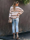 Pullover Spliced Striped Ol Tunle Crew-Neck Sweater