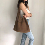 Cwab4568_Hollow Knit Large Capacity Shoulder Tote Bag