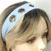 DENIM PUNK HEADWRAP WITH METAL STUDS_CWAHA6312