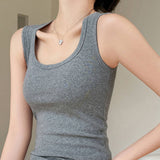 BASIC COTTON CAMISOLE TANK TOPS WITH BUILT IN BRA_CWTTK0795