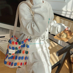 Cwab3896_Plush Crossbody Handbag Shoulder Bucket Bag