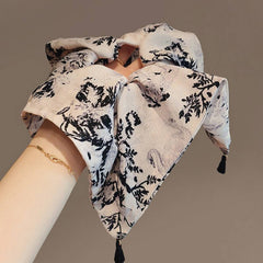 EXQUISITE GREY INK PAINTING PRINT TASSEL HEADBAND_CWAHA3711