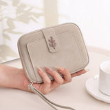 New Solid Leaf Decor Zipper Short Wallet_Cwab06258