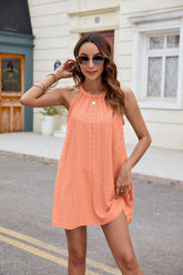 Solid Color Round Neck Halter Loose Dress