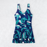 Womens Printed Suspender Skirt One-Piece Swimsuit
