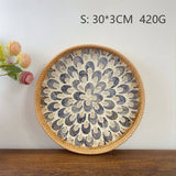 RATTAN FRUIT PLATE TEA ROOM SHELLBASKET ROUND PLATE_CWMM4495