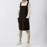 Waterproof Solid Color Linen Aprons With Pockets_Cwmm3303