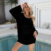 LACE LONG SLEEVE BEACH SWIMSUIT COVER UP_CWMW0644