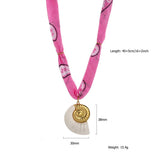 OCEAN STYLE SILK SCARF NECKLACE WITH CHARMS_CWMM8800