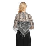 SEQUIN FRINGE TRIANGLE SHAWL BRIDAL PARTY WRAP_CWASC1085