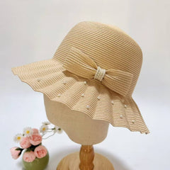 SUMMER SUN PROTECTION PLEATED BUTTERFLY STRAW HAT_CWAH3494