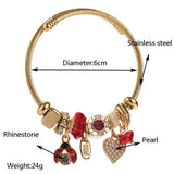 STAINLESS STEEL CHARM BRACELET WITH BEADS_CWMM8619